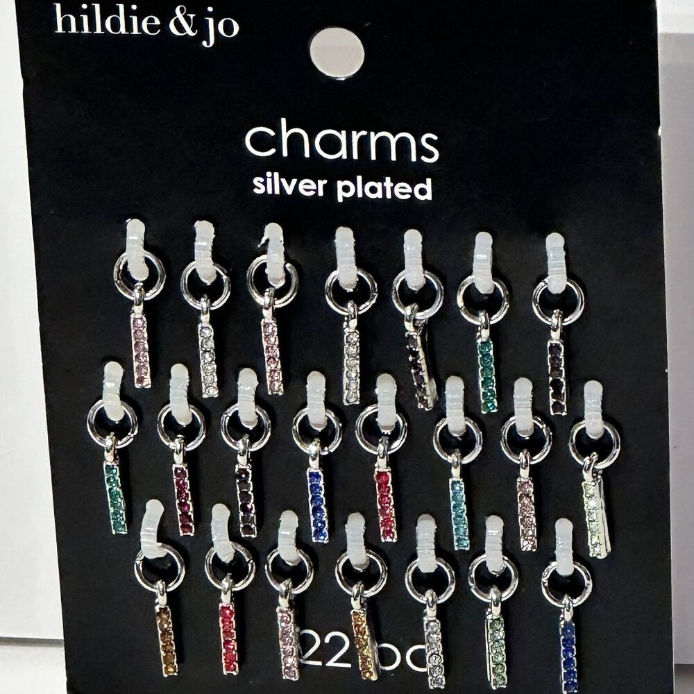 Hildie & Jo 22 piece Rhinestone Charms Silver Plated Dangle Jewelry Making